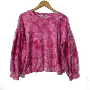 FATE Pink Tie Dye Balloon Sleeve Pullover Sweater Large